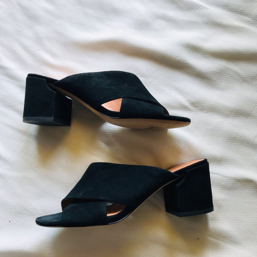 Sigerson Morrison suede Black Block Heel Mules